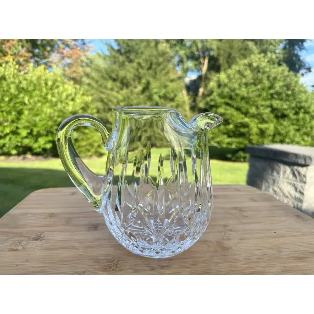 Waterford Ireland Lismore Crystal Jug Pitcher Ice Lip 6 1/4